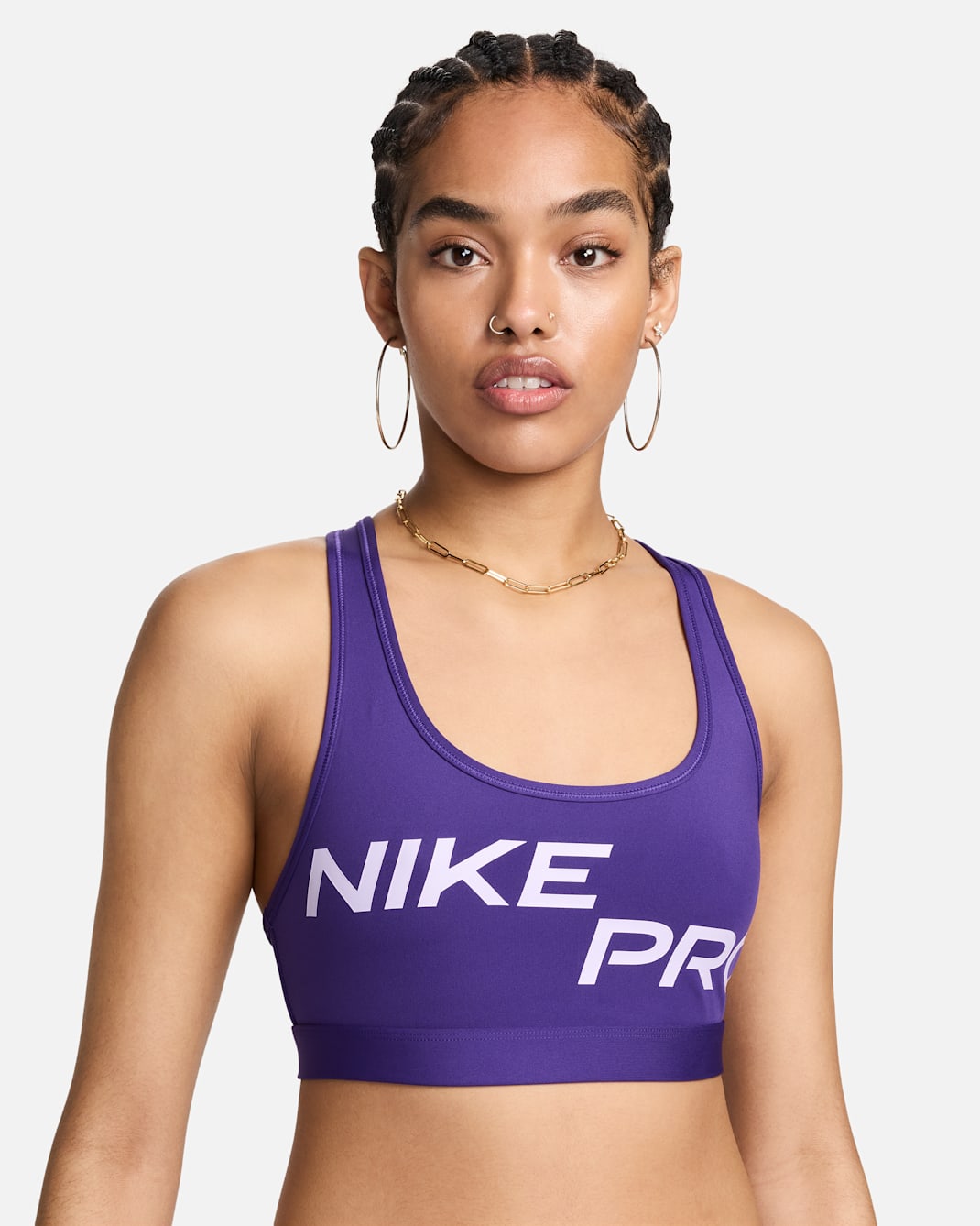 Nike Pro Swoosh Light Support Women's Non-Padded Graphic Sports Bra - Court Purple/White