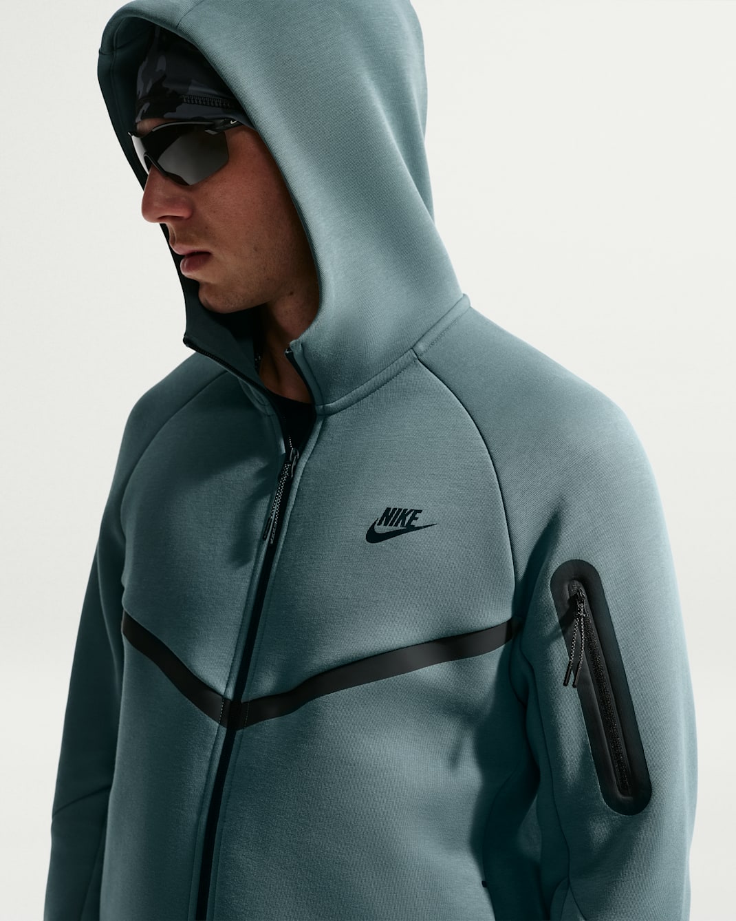 Chamarra Windrunner de tejido Fleece de cierre completo para hombre Nike Tech - Pizarra mineral/Negro
