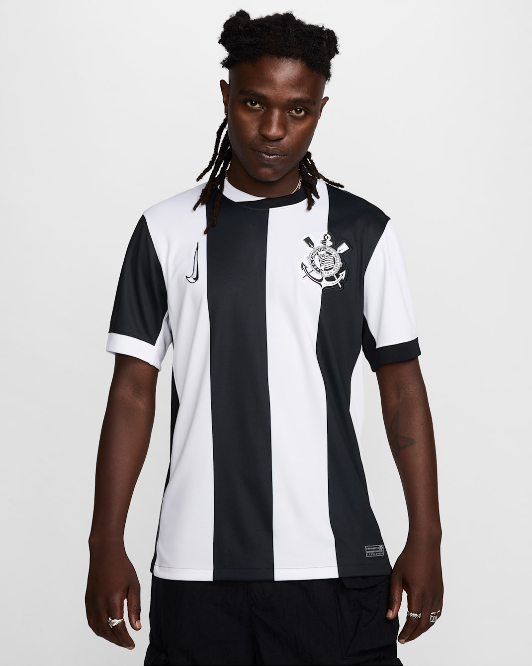 S.C. Fotbollströja S.C. Corinthians 2024/25 Stadium (tredjeställ) Nike Dri-FIT Replica för män - Vit/Svart