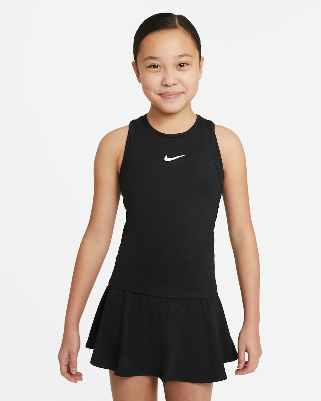 Nike Victory Older Kids' (Girls') Dri-FIT Tennis Tank - Black/Black/White