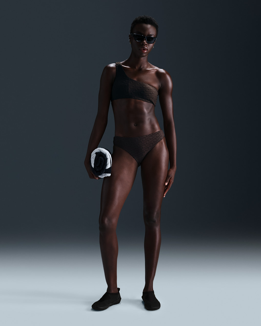 Nike Swim Swoosh Link Women's Terry Hipster Bikini Bottom - Baroque Brown