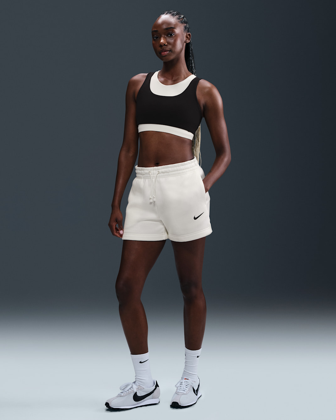 Nike Sportswear Phoenix Fleece Women's Mid-Rise 4" Shorts - Sail/Black