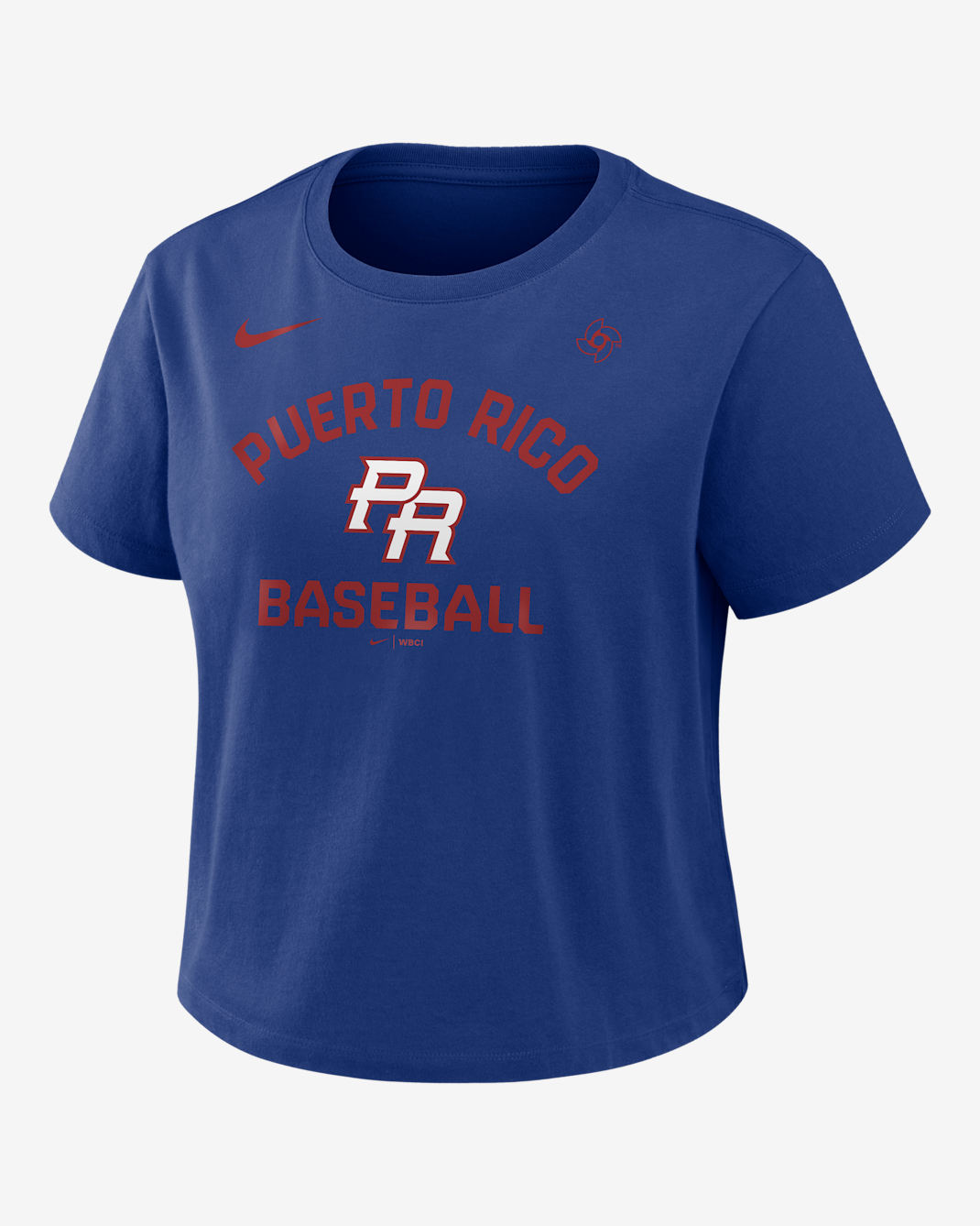 Puerto Rico National Baseball Team 2026 World Baseball Classic Mod Women's Nike Cropped T-Shirt - Rush Blue