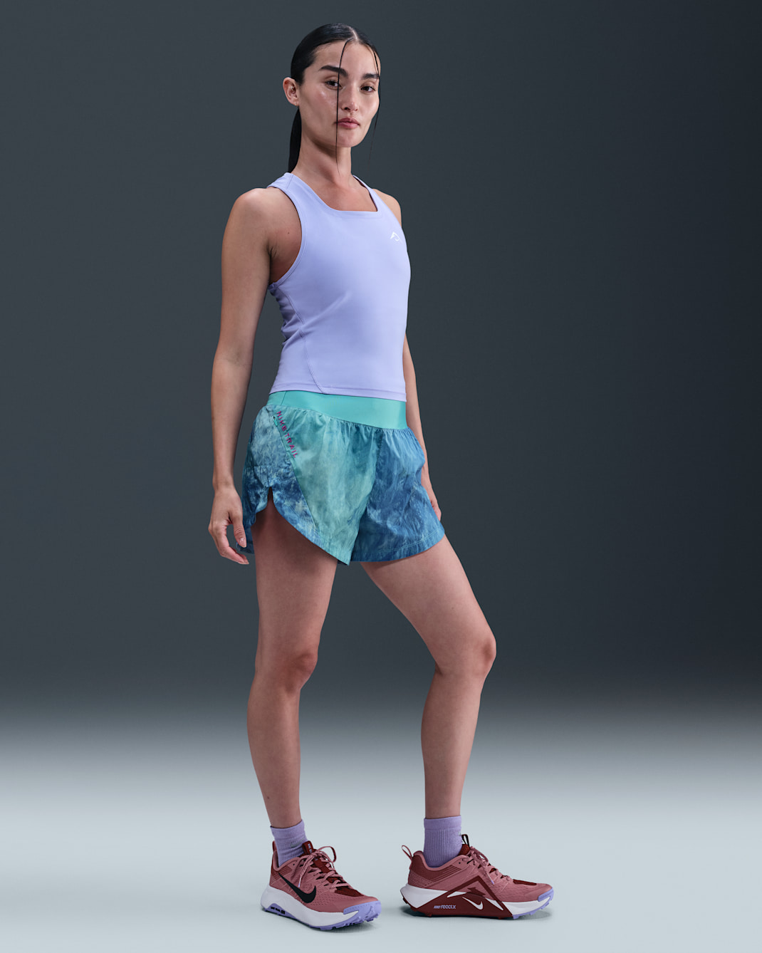 กางเกงวิ่งขาสั้น 3 นิ้วเอวปานกลางมีซับในผู้หญิง Repel Nike Trail - Green Frost