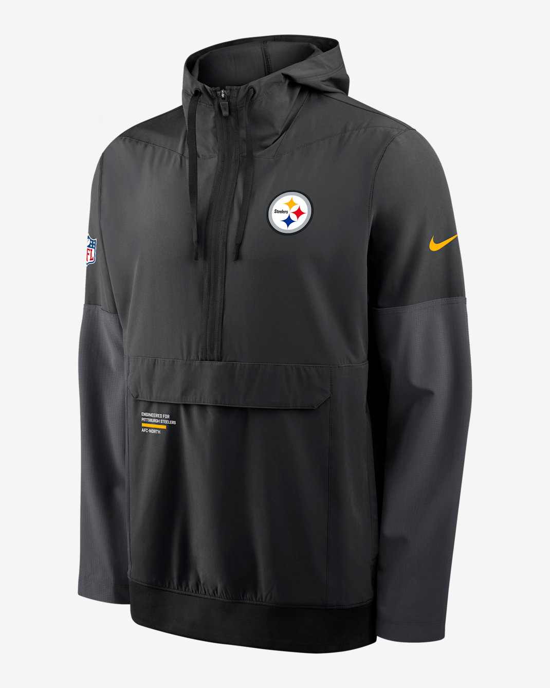 Pittsburgh Steelers Well Rounded Anorak Men's Nike NFL 1/2-Zip Hooded Jacket - Black