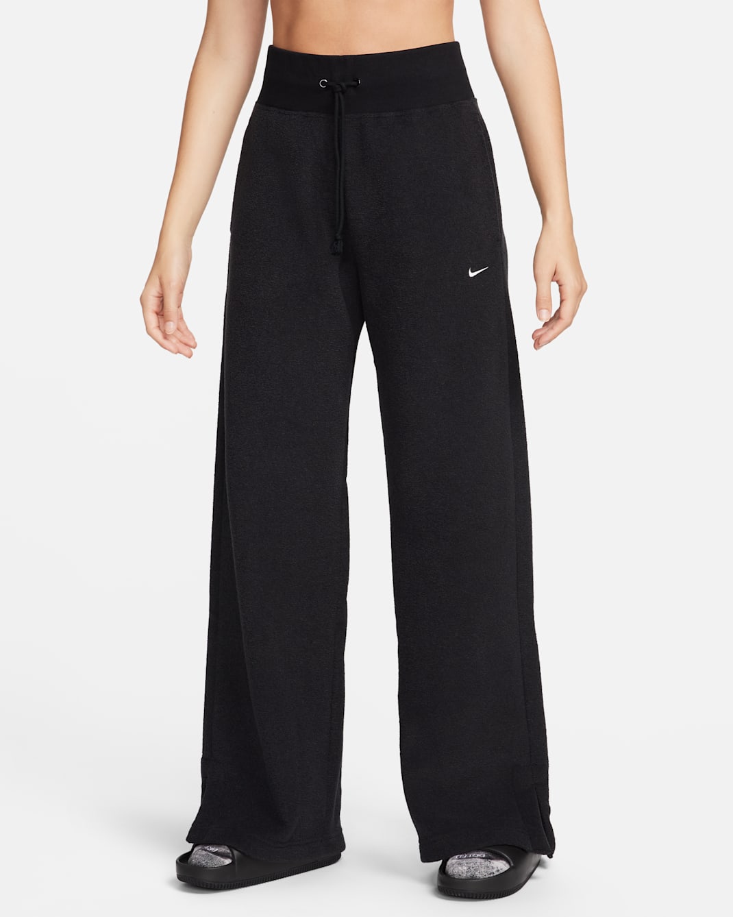 Nike Sportswear Phoenix Plush Women's High-Waisted Wide-Leg Cosy Fleece Trousers - Black/Sail