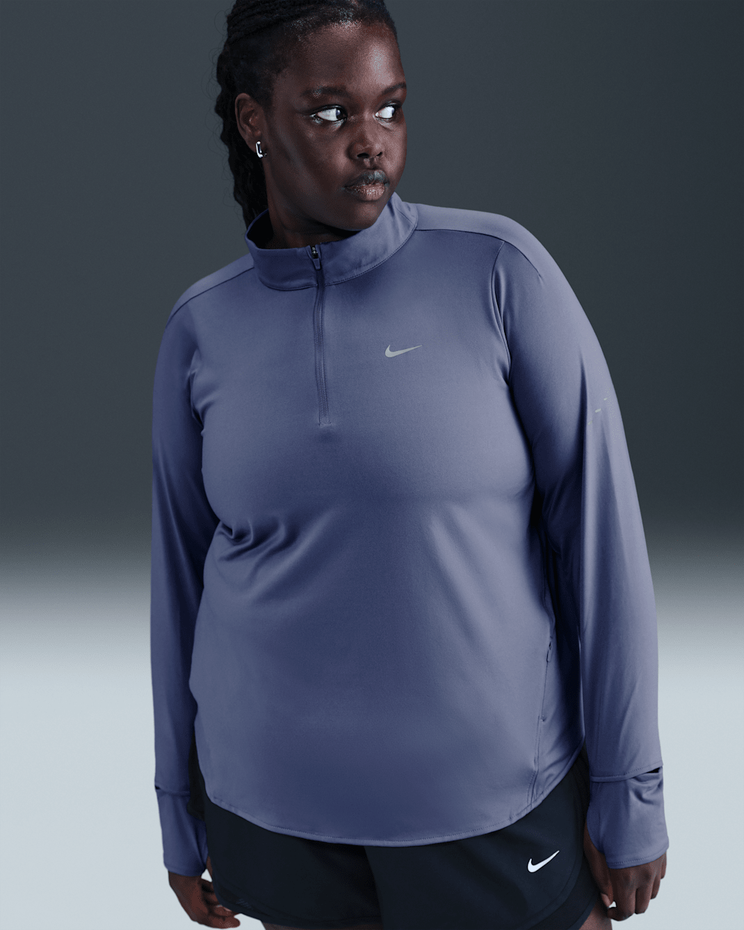 Nike Swift Women's Dri-FIT UV 1/4-Zip Running Top (Plus Size) - World Indigo