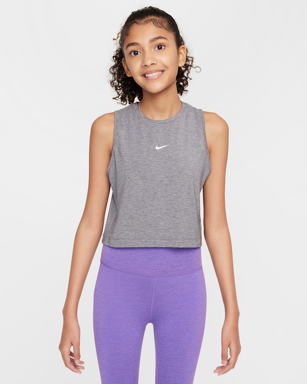 Nike Pro Girls' Dri-FIT Training Tank Top - Dark Grey/Pure/White