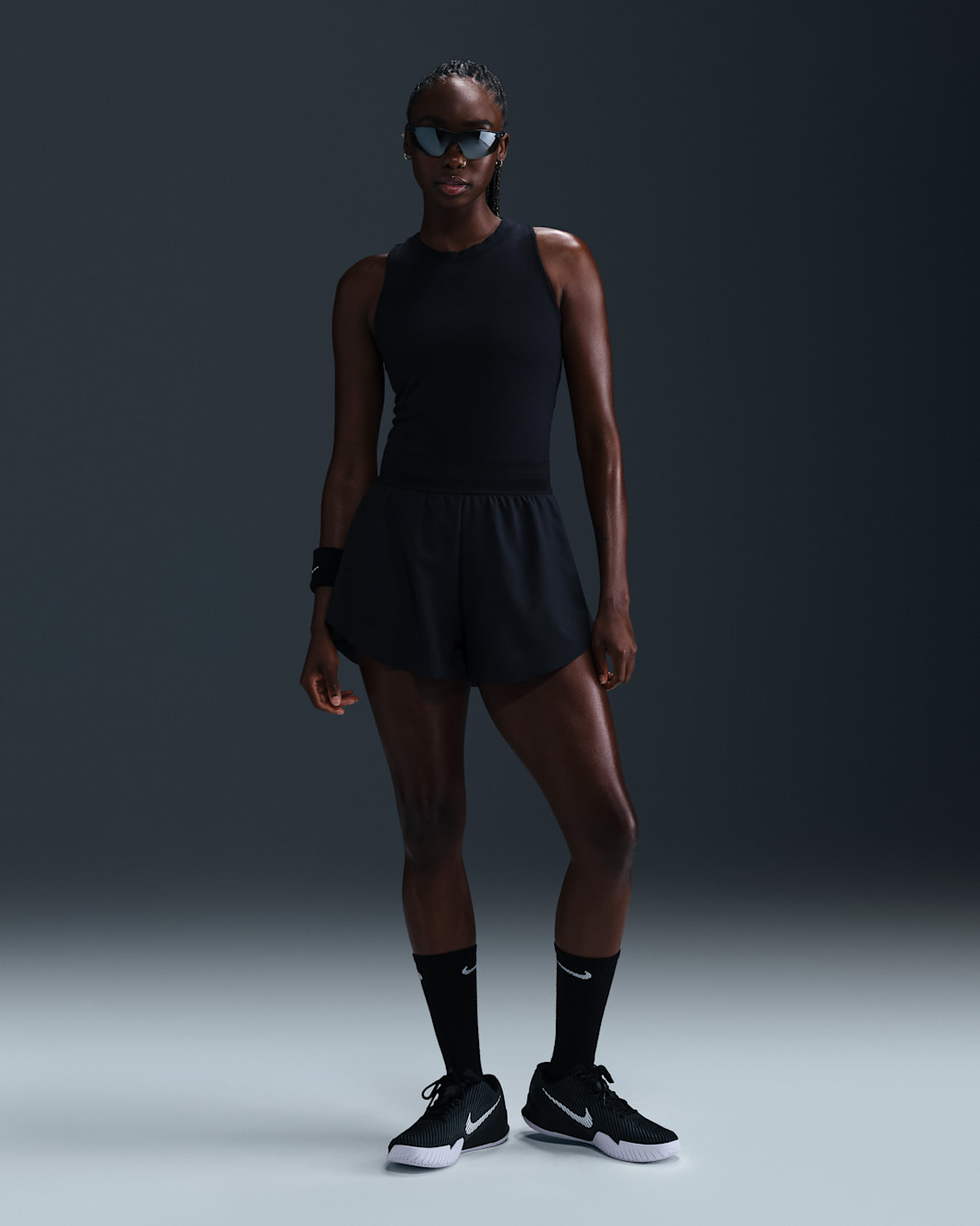 Shorts de tenis Dri-FIT para mujer NikeCourt Ace Advantage - Negro/Negro