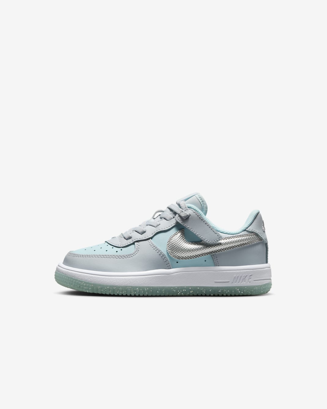Tenis para niños de preescolar Nike Force 1 Low EasyOn - Platino puro/Azul glacial/Blanco/Plata metalizado