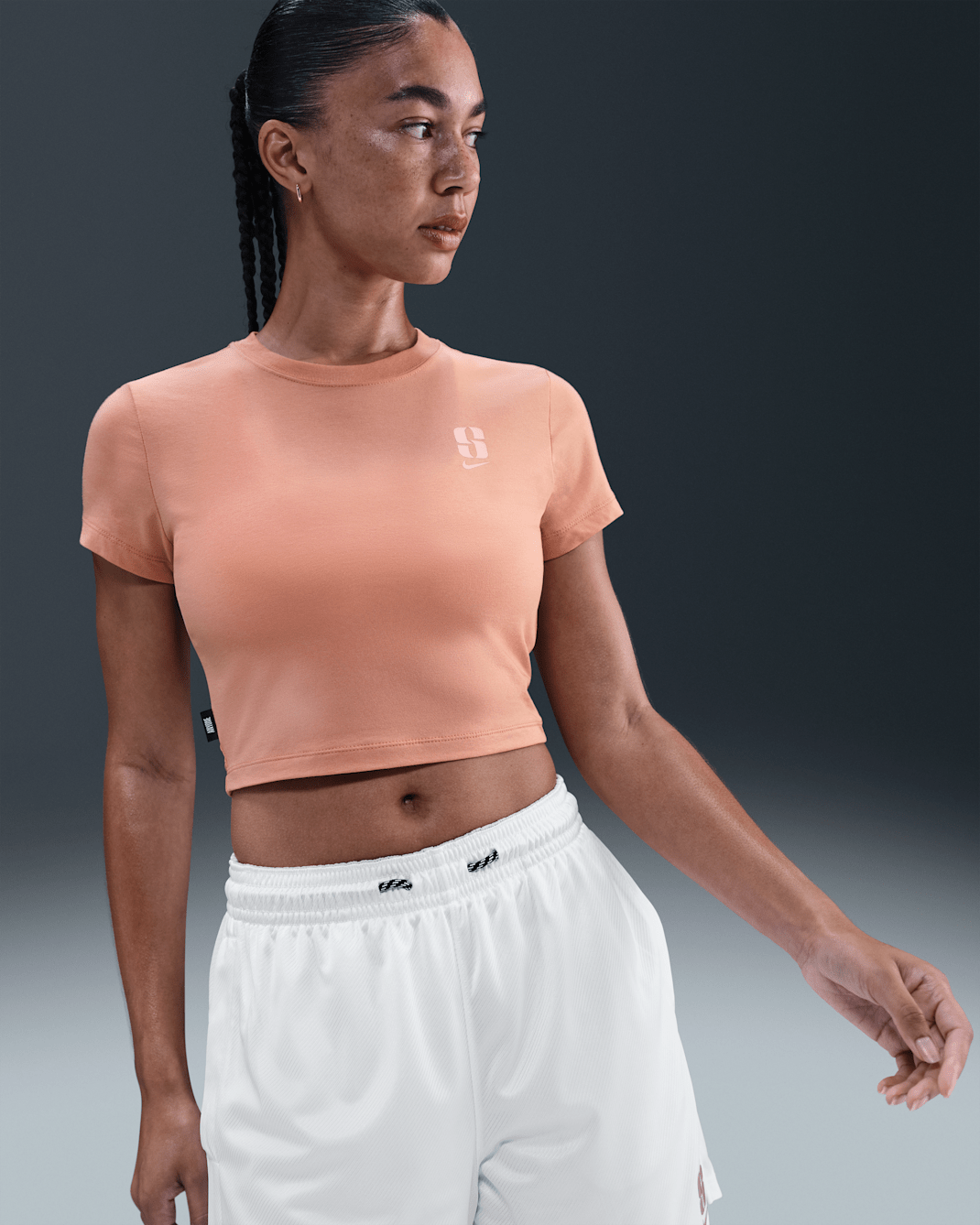 Playera cropped de manga corta para mujer Sabrina - Oro rosa