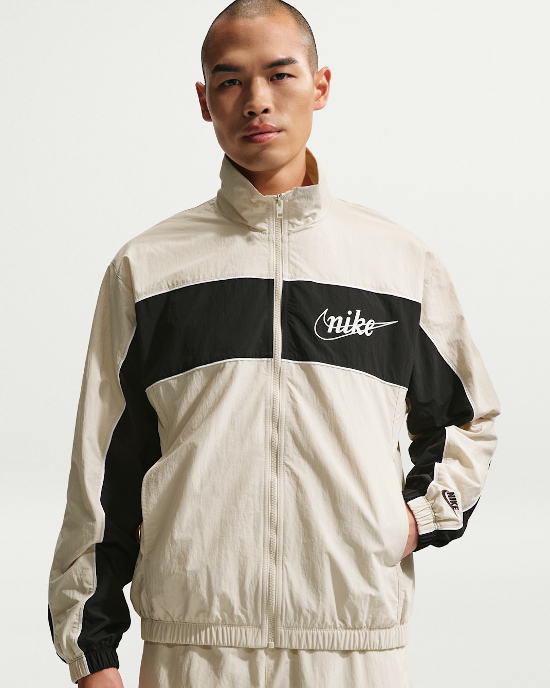 나이키 스포츠웨어 클럽 남성 경량 풀집 재킷 - 라이트 카키/블랙/블랙