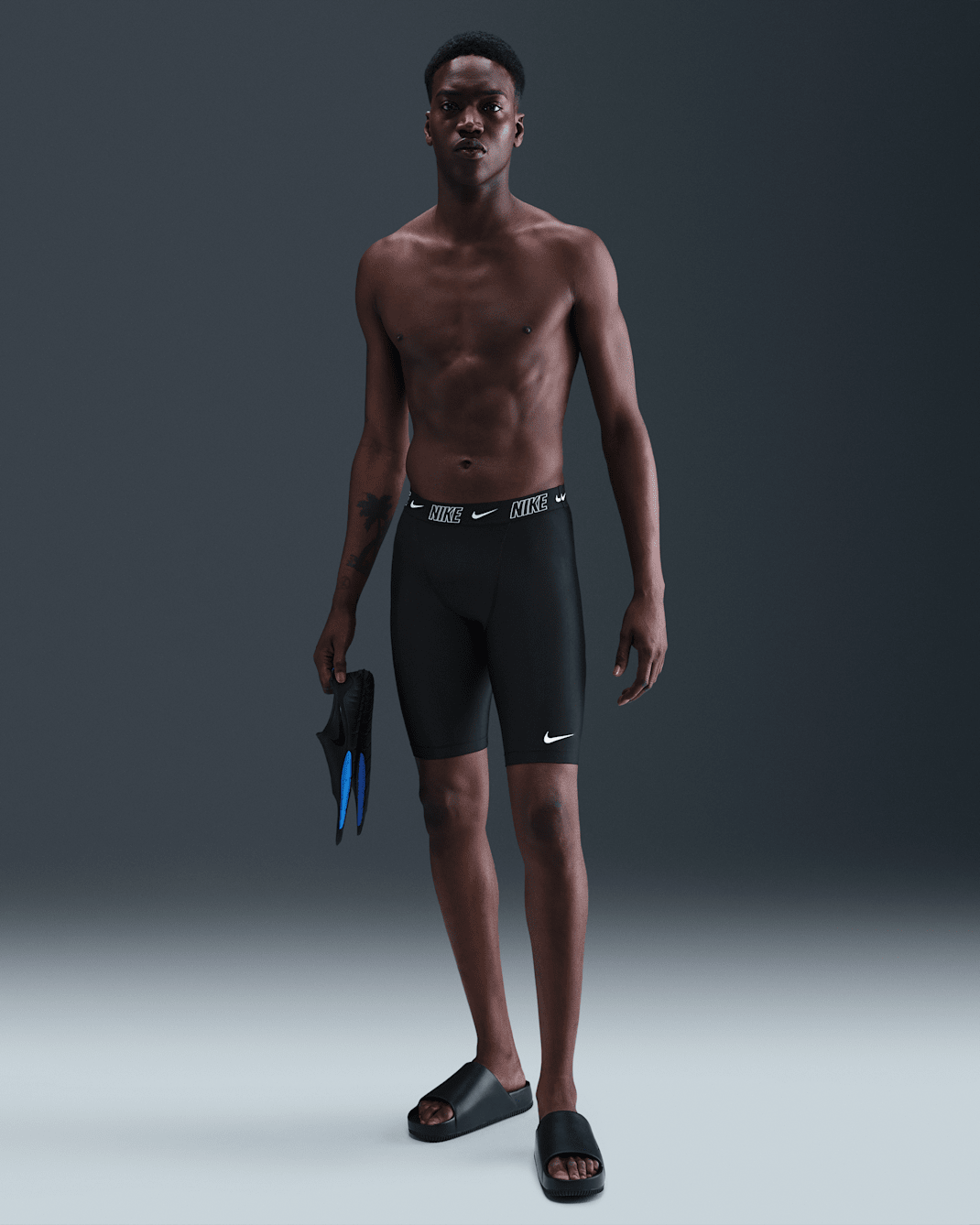 Jammer para hombre Nike Swim Logo Tape - Negro/Blanco