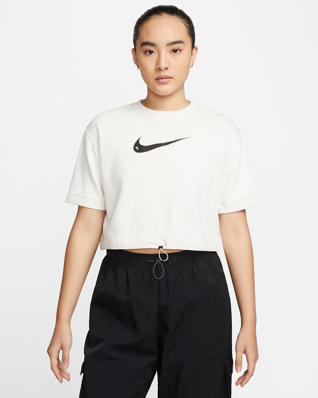 Nike Sportswear Swoosh Women's Short-Sleeve Crop Top - Phantom/Sand Drift/Sand Drift/Black