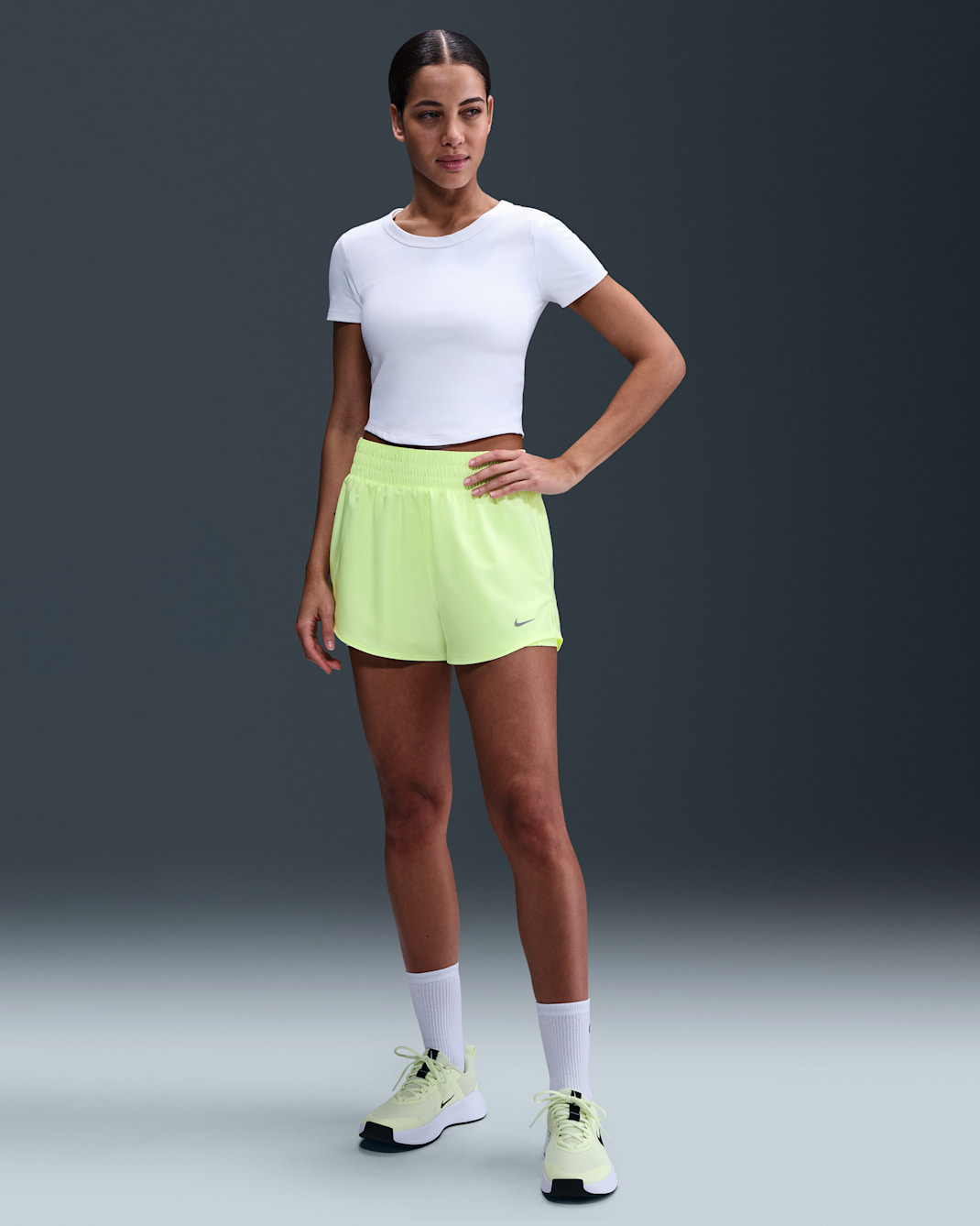 Nike One Women's Dri-FIT High-Waisted 3" 2-in-1 Shorts - Barely Volt