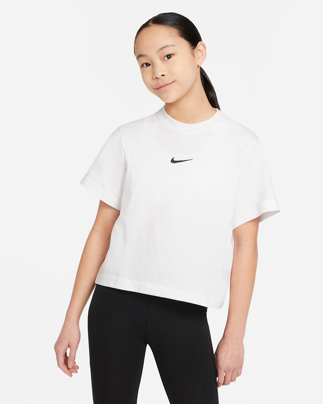 Nike Sportswear 大童 (女童) T 恤 - 白色/黑色