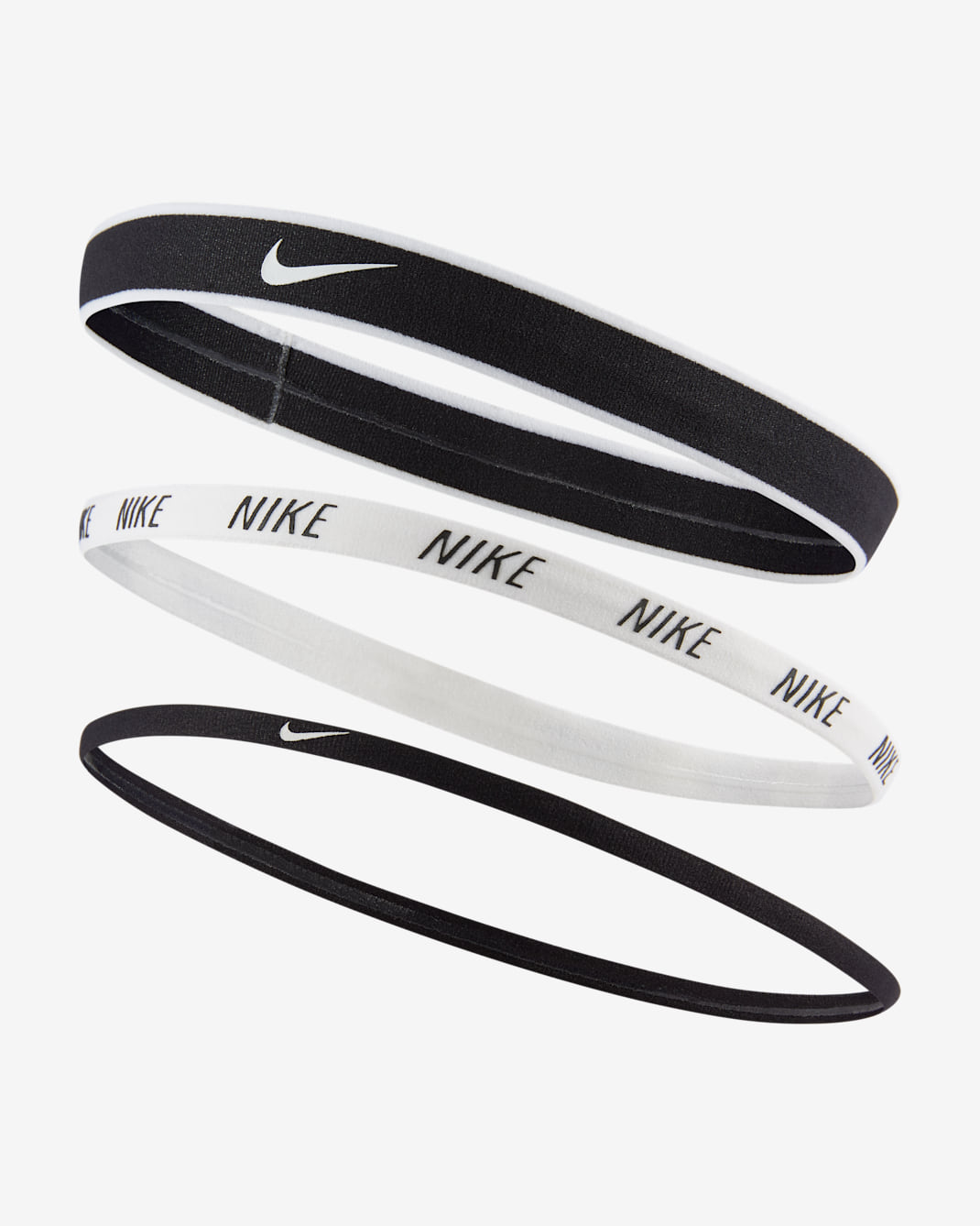 Nike Mixed Width Headbands (3 Pack) - Black/White/Black