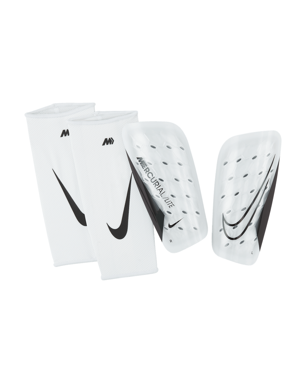 Nike Mercurial Lite Soccer Shin Guards - White/White/Black