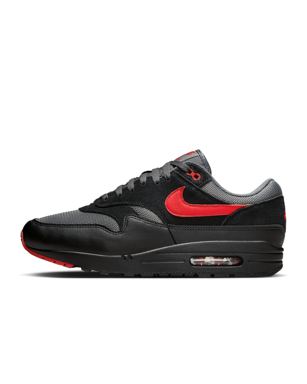 Tenis para hombre Nike Air Max 1 Essential - Negro/Gris hierro/Rojo universitario