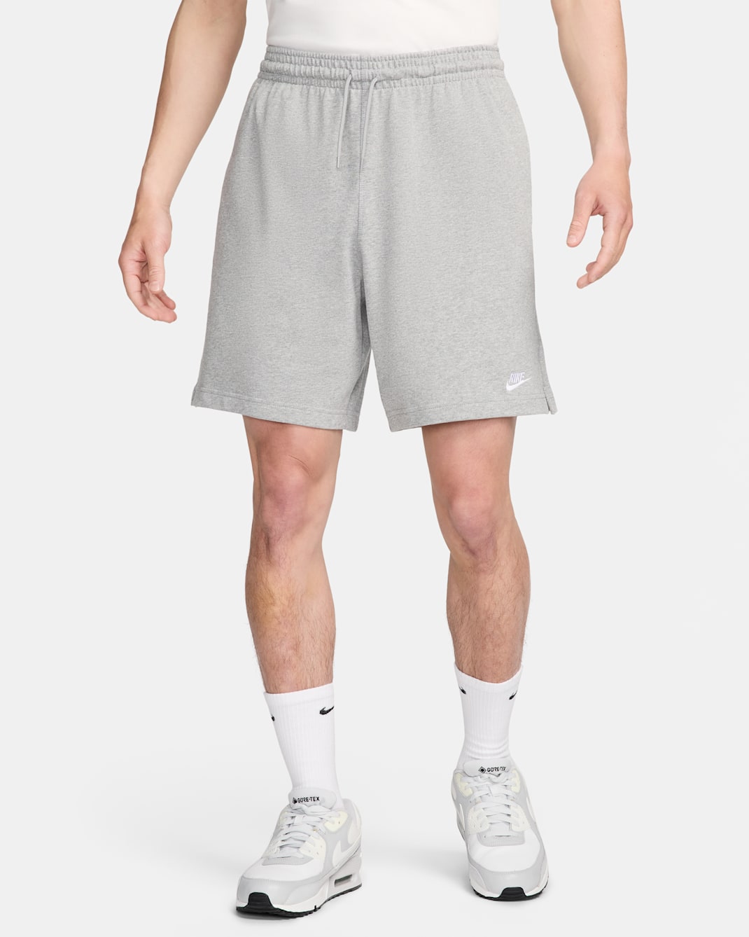 กางเกงขาสั้นแบบถักผู้ชาย Nike Club - Dark Grey Heather/ขาว