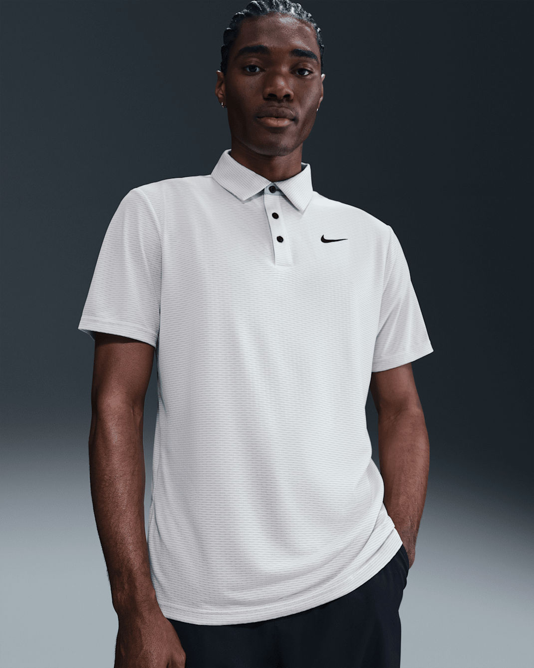 Nike Tour Men's Dri-FIT Textured Golf Polo - White/Black