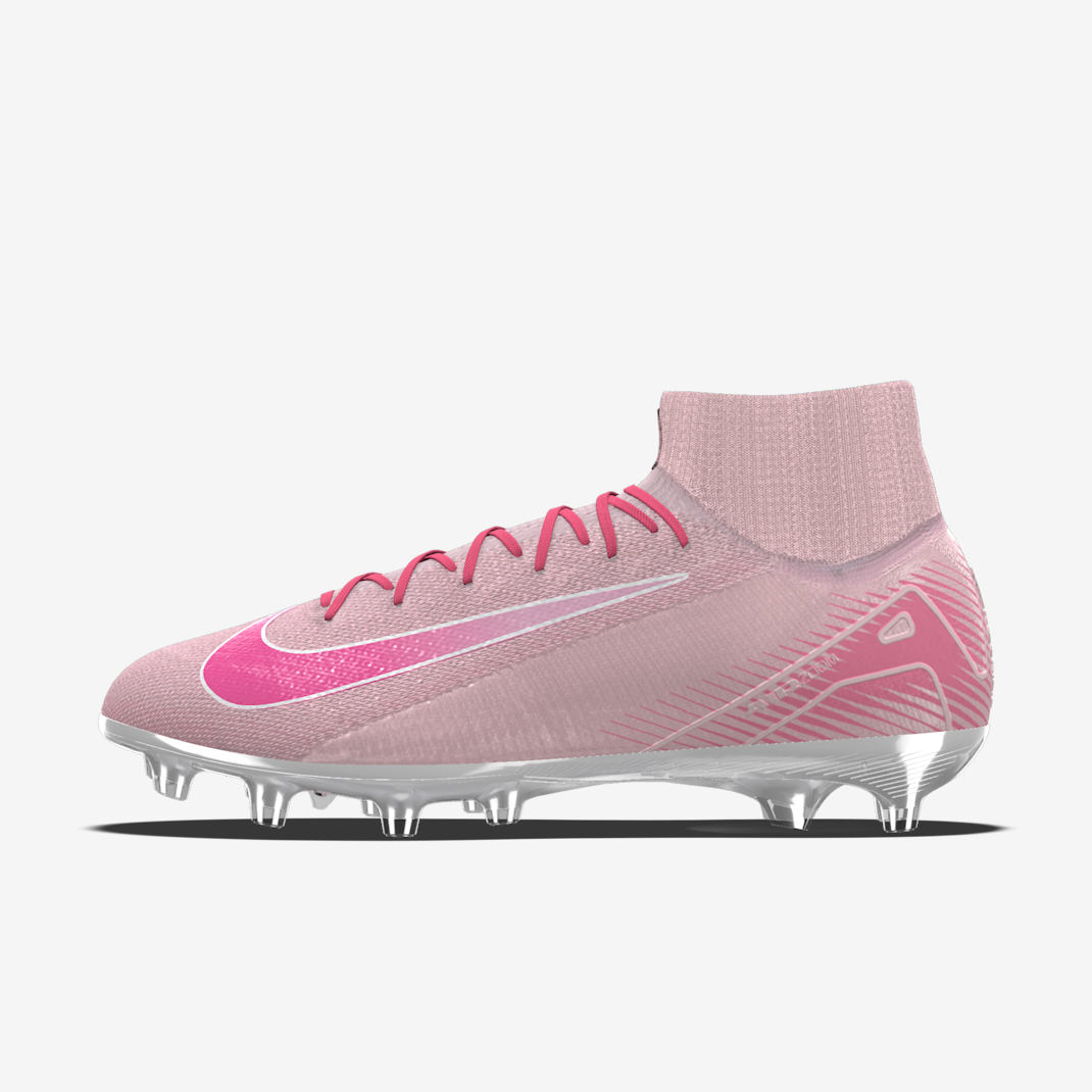 Tacos de fútbol high AG-Pro personalizados Nike Mercurial Superfly 10 Elite By You - Espuma rosa/Hiperrosa/Espuma rosa