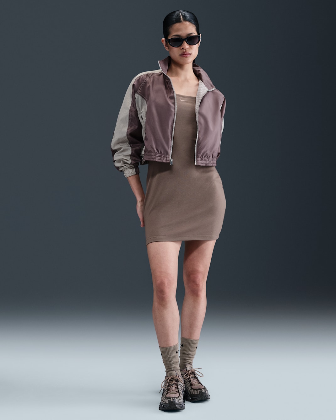 Nike Sportswear Chill Knit Women's Tight Mini-Rib Cami Dress - Mink Brown/Mink Brown