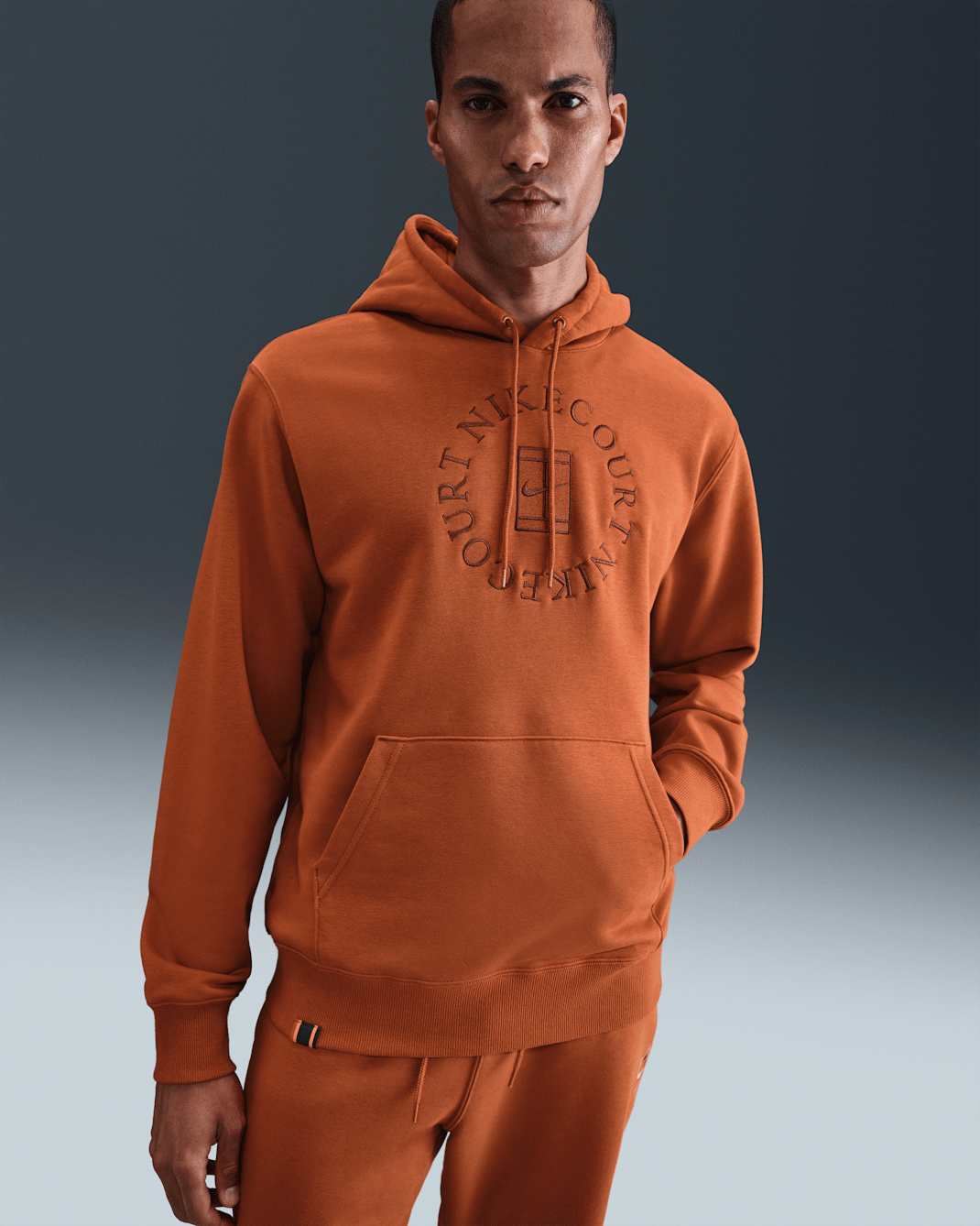 NikeCourt Heritage Men's Dri-FIT French Terry Tennis Pullover Hoodie - Dark Russet/Cinnamon