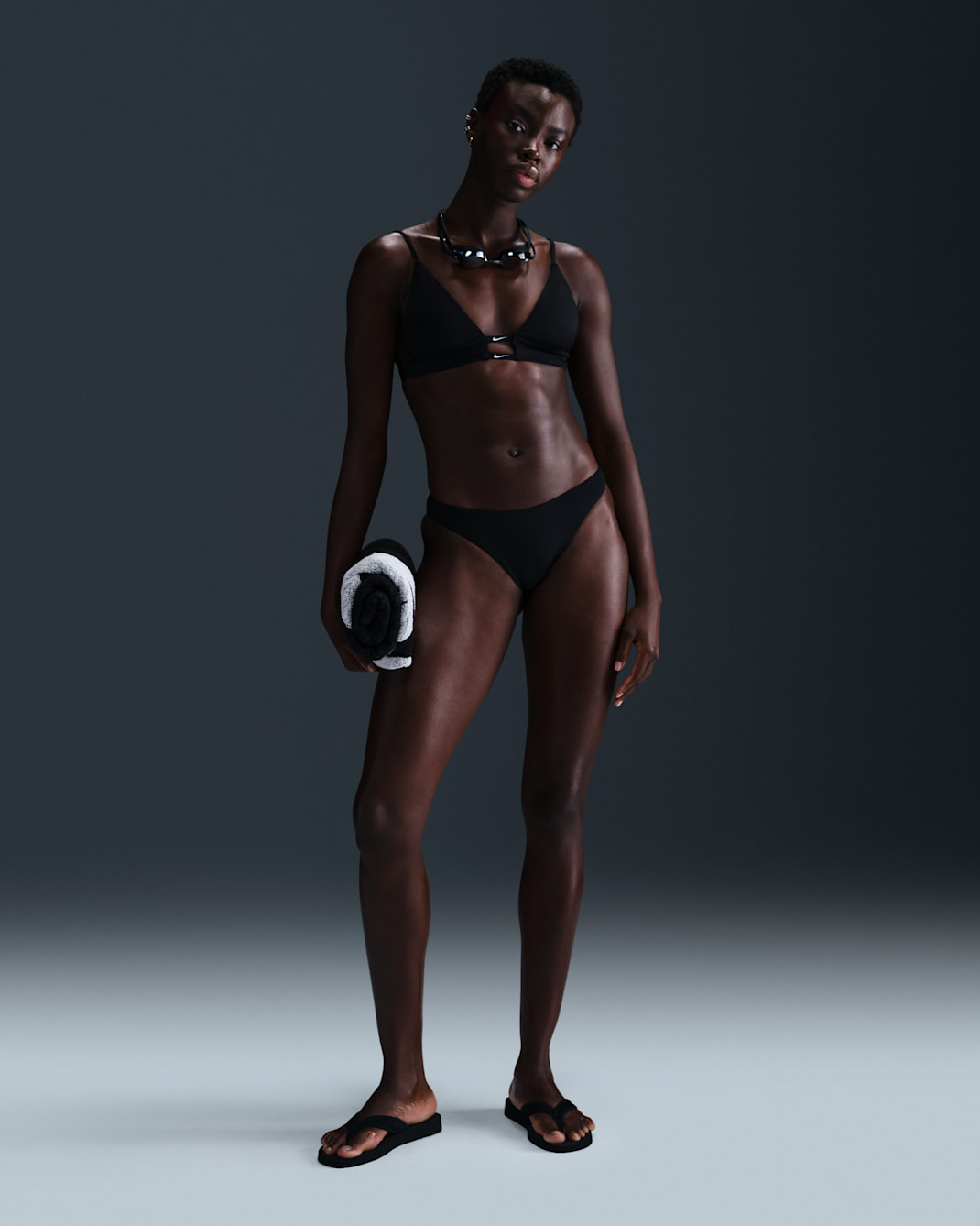 Bas de bikini à nouer Nike Swim Essential pour femme - Noir/Blanc