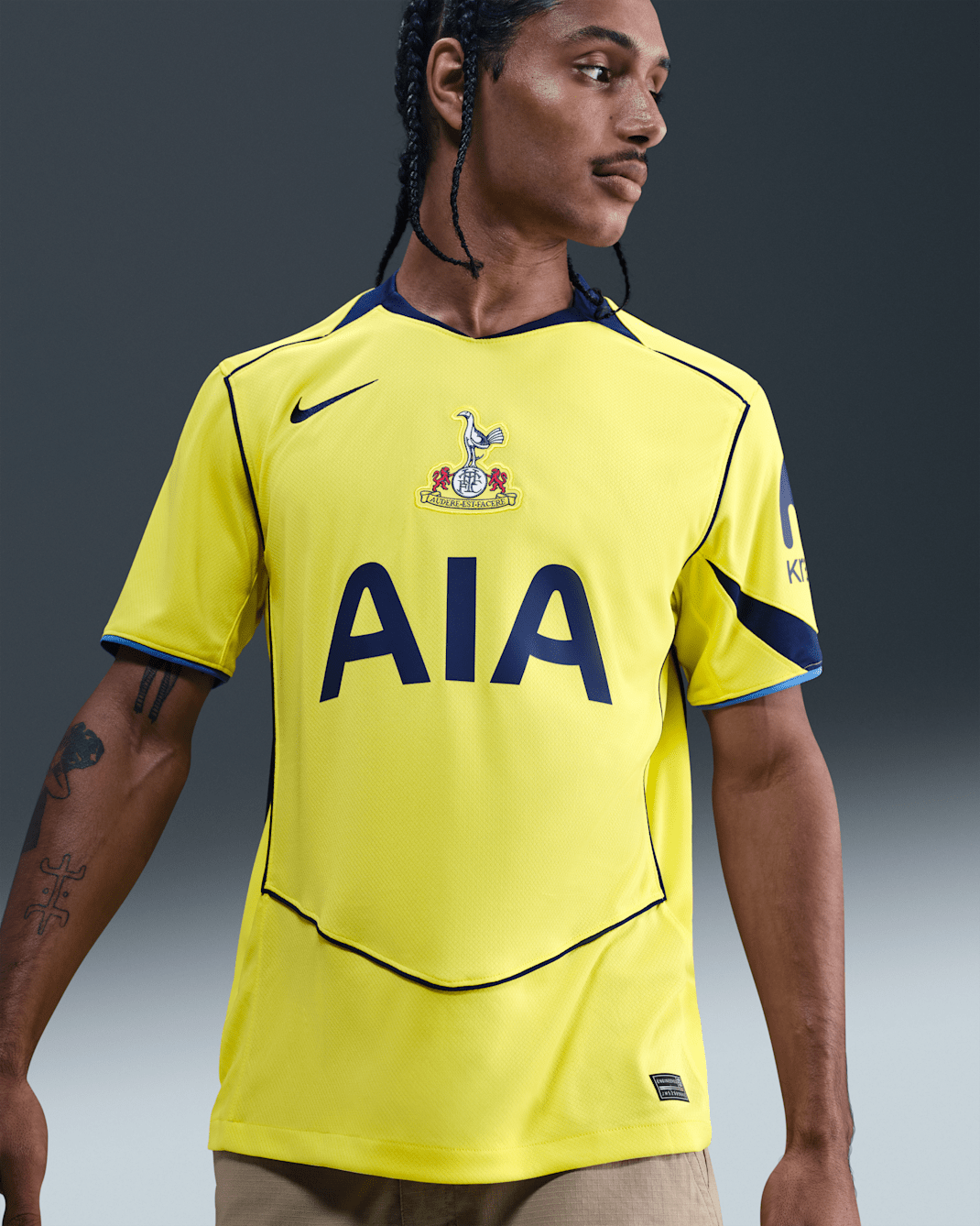 Tottenham Hotspur 2025/26 Stadium Third Men's Nike Dri-FIT Total 90 Soccer Replica Jersey - Dynamic Yellow/Blue Void/Pacific Blue/Blue Void