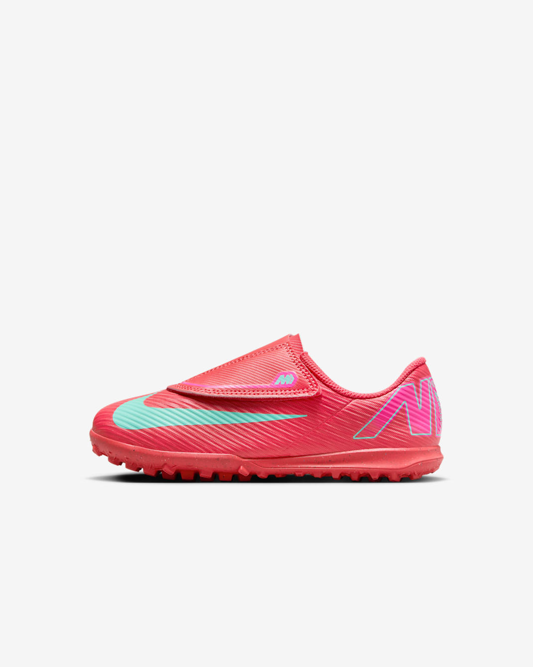 Nike Jr. Mercurial Vapor 16 Club Younger Kids' Turf Low-Top Football Shoes - Ember Glow/Aurora Green