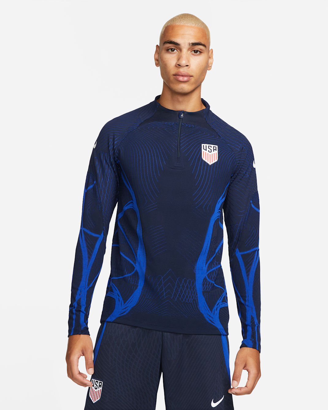 U.S. Strike Elite Men's Nike Dri-FIT ADV Soccer Drill Top - Obsidian/Bright Blue/White