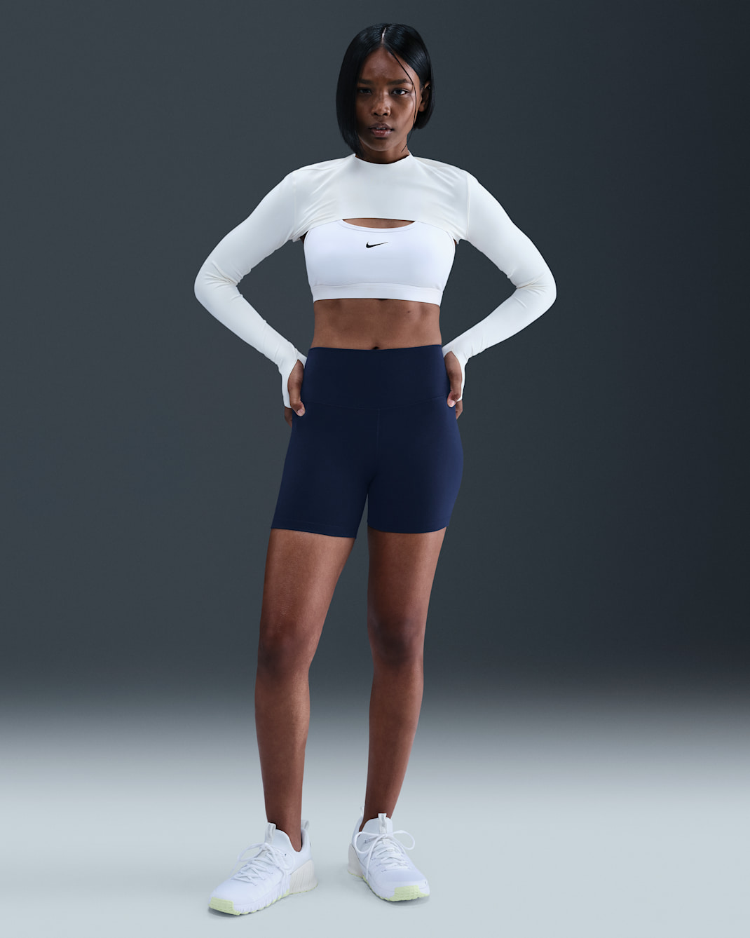 Nike One Women's High-Waisted 5" Biker Shorts - Midnight Navy/White
