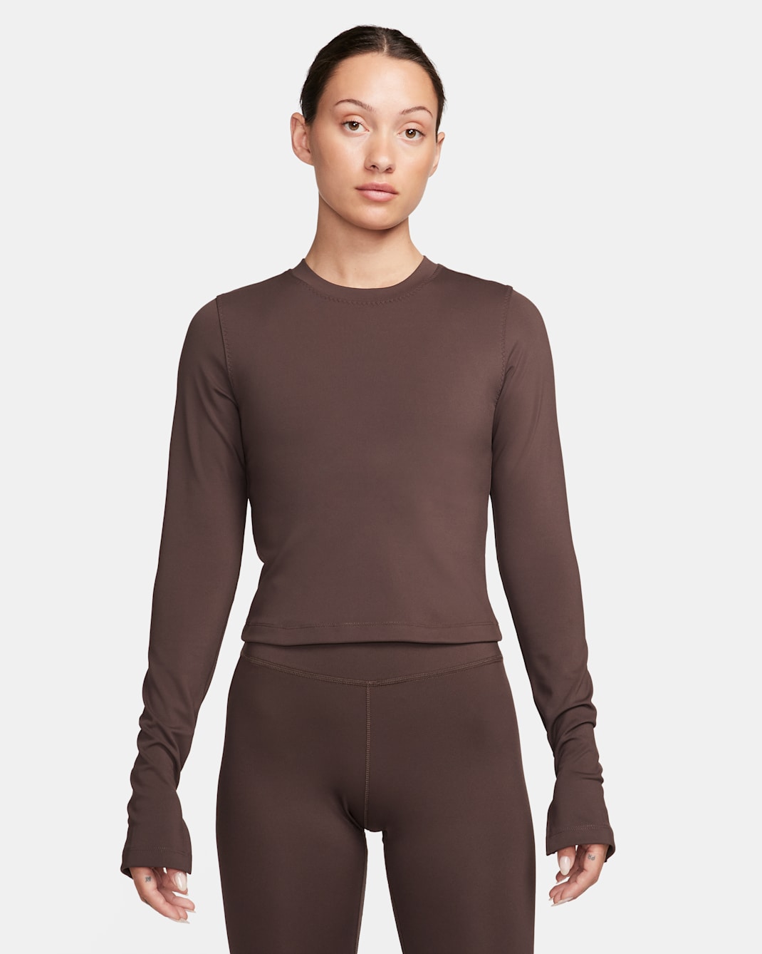 Nike One Fitted Dri-FIT Longsleeve-Oberteil für Damen - Baroque Brown/Baroque Brown/Schwarz