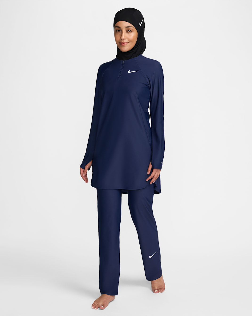 Nike Victory Women's Straight-Leg Full-Coverage Swimming Leggings - Midnight Navy/Midnight Navy/White