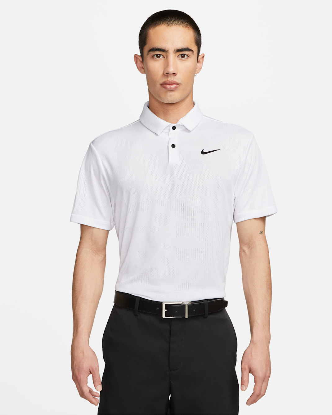 Nike Dri-FIT Tour Men's Jacquard Golf Polo - White/Black