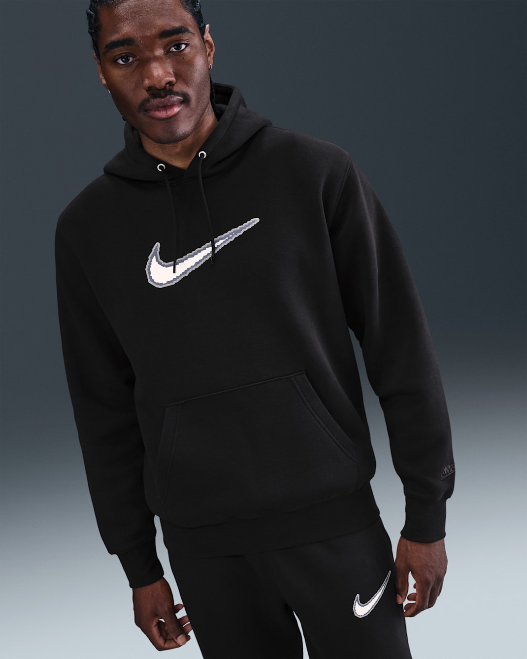Felpa in fleece con cappuccio Nike Sportswear Club - Uomo - Nero/Nero/Nero