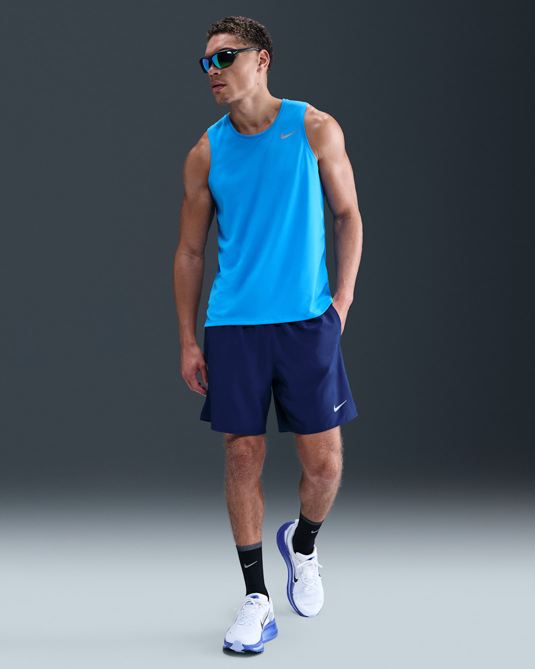 Nike Challenger Men's Dri-FIT 18cm (approx.) Brief-Lined Running Shorts - Blue Void/Blue Void/Black