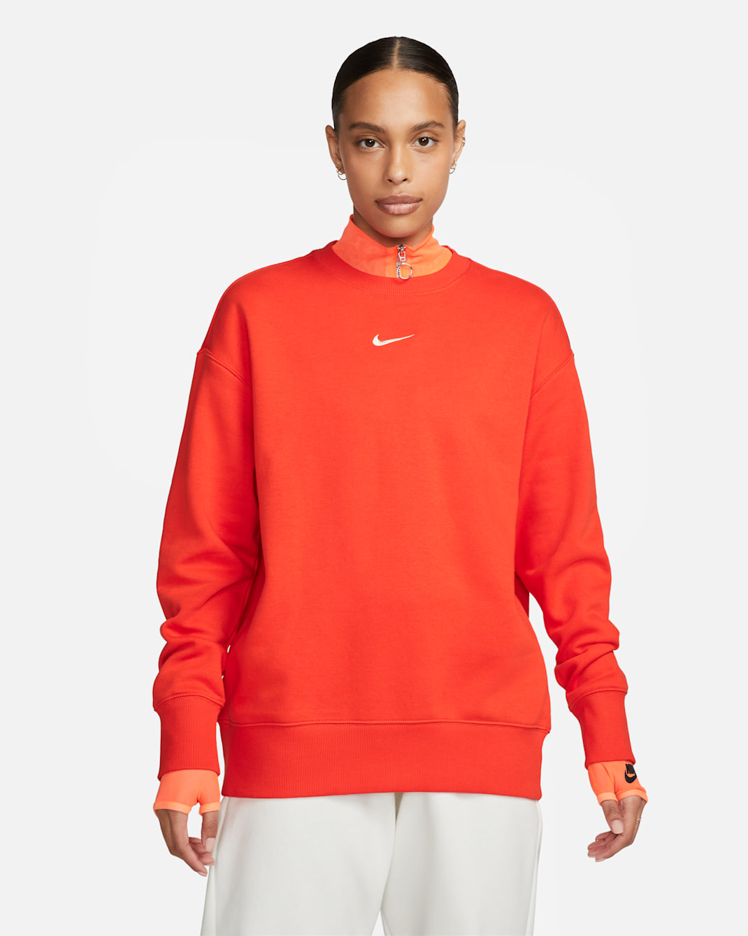 Nike Sportswear Phoenix Fleece Women's Oversized Crew-Neck Sweatshirt - Picante Red/Sail