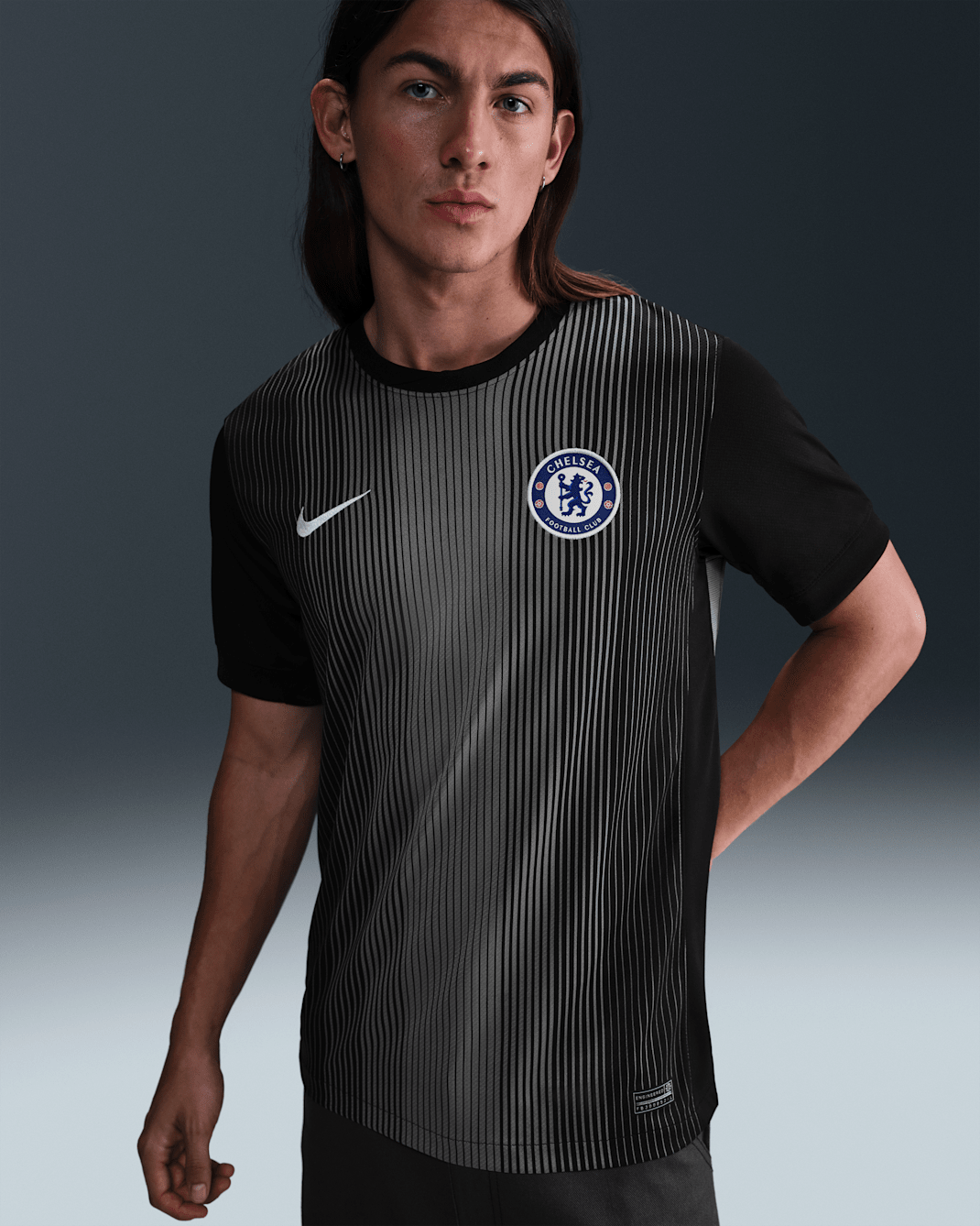 Chelsea F.C. 2025/26 Stadium Goalkeeper Men's Nike Dri-FIT Football Replica Short-Sleeve Shirt - Black/Smoke Grey/White