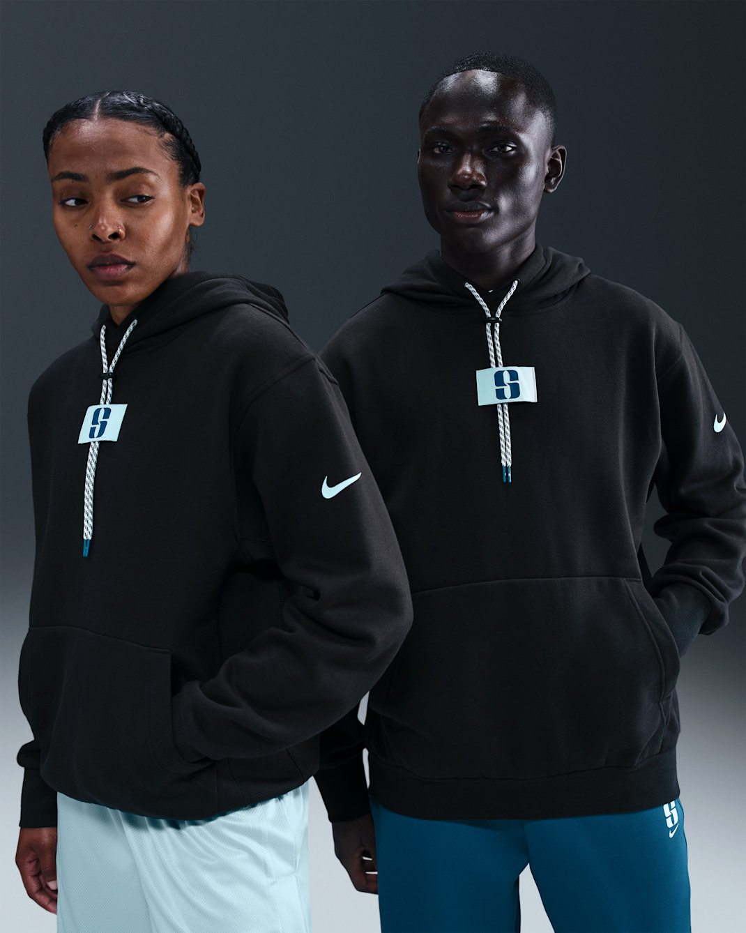 Sabrina Fleece Basketball Hoodie - Black/Glacier Blue/Blue Force/Glacier Blue