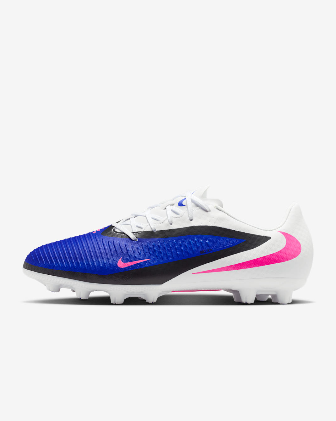 Tacos de fútbol para terreno duro Nike Phantom 6 Low Academy - Azul carrera/Blanco/Avalancha rosa