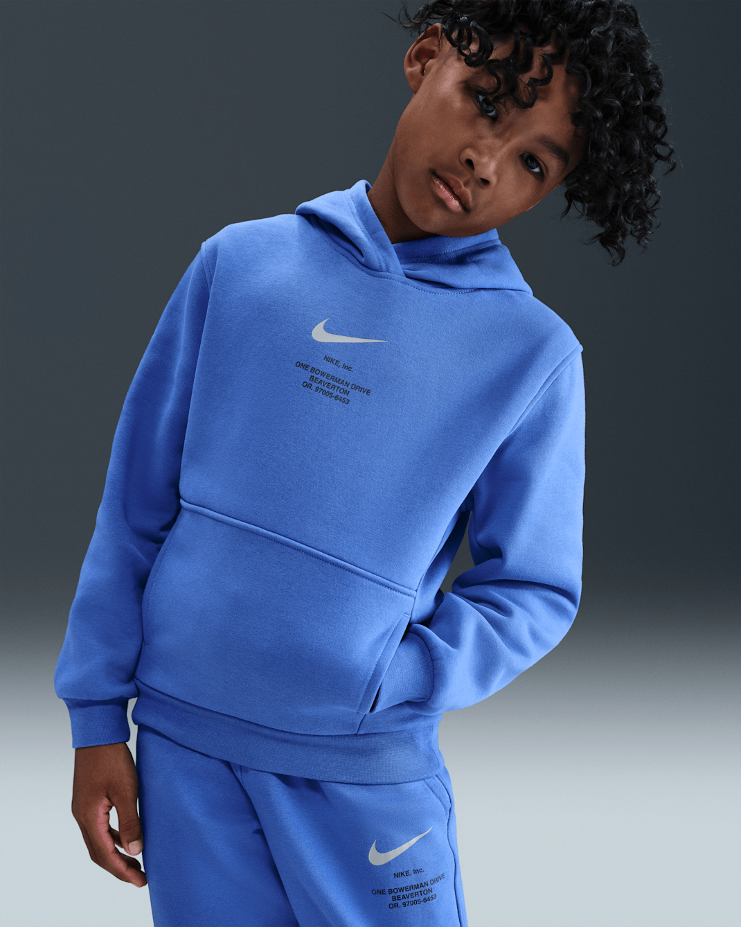 Felpa pullover con cappuccio Nike Sportswear Club Fleece – Ragazzo - Comet Blue/Light Smoke Grey