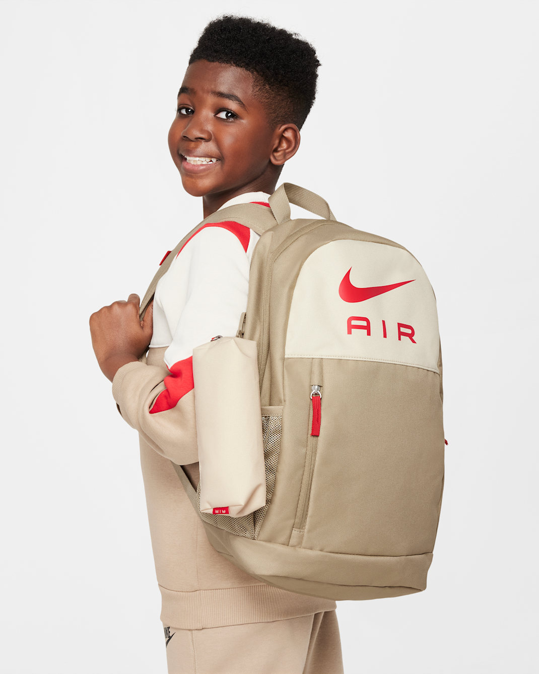 Nike Kids' Backpack (20L) - Khaki/Sand Drift/University Red