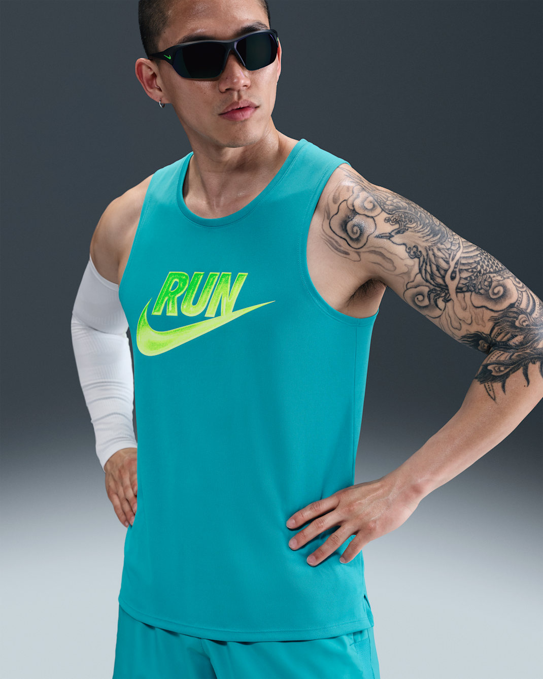 나이키 마일러 런 에너지 남성 드라이 핏 러닝 탱크 탑 - 더스티 캑터스
