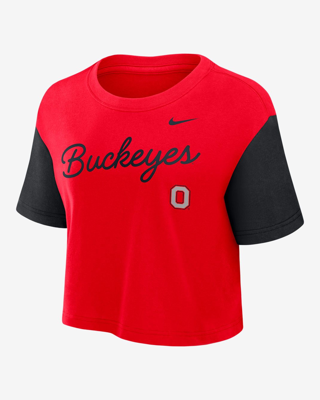 Ohio State Script Women's Nike Dri-FIT College Cropped T-Shirt - Scarlet