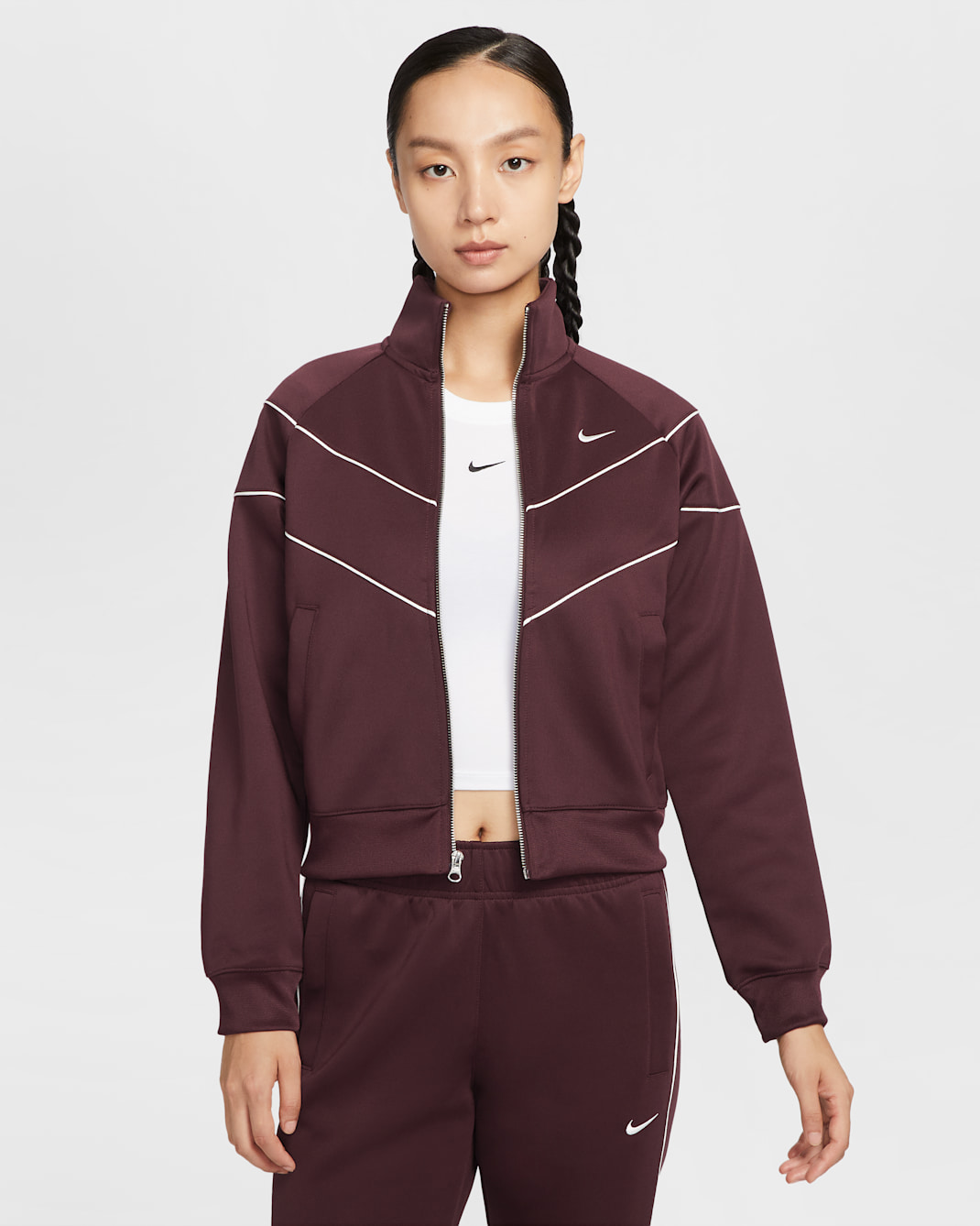 나이키 스포츠웨어 윈드러너 여성 니트 재킷 - 버건디 크러시/세일/세일