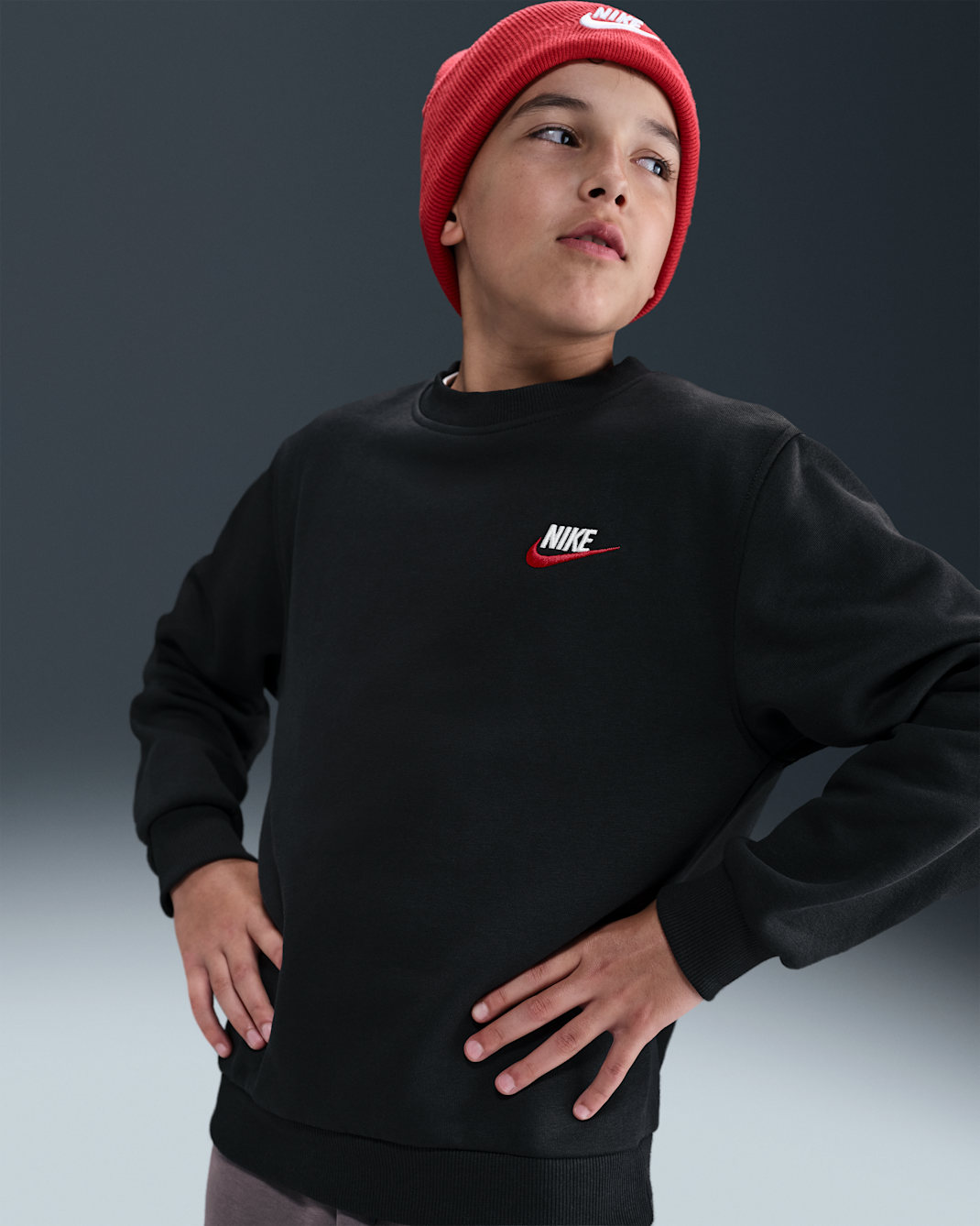Nike Sportswear Club Fleece Sudadera - Niño/a - Negro/University Red/Blanco