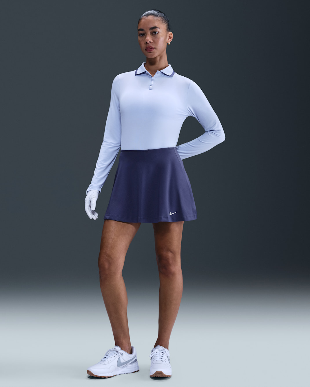 Falda de golf Dri-FIT con vuelo para mujer Nike Tour - Morado arena/Blanco