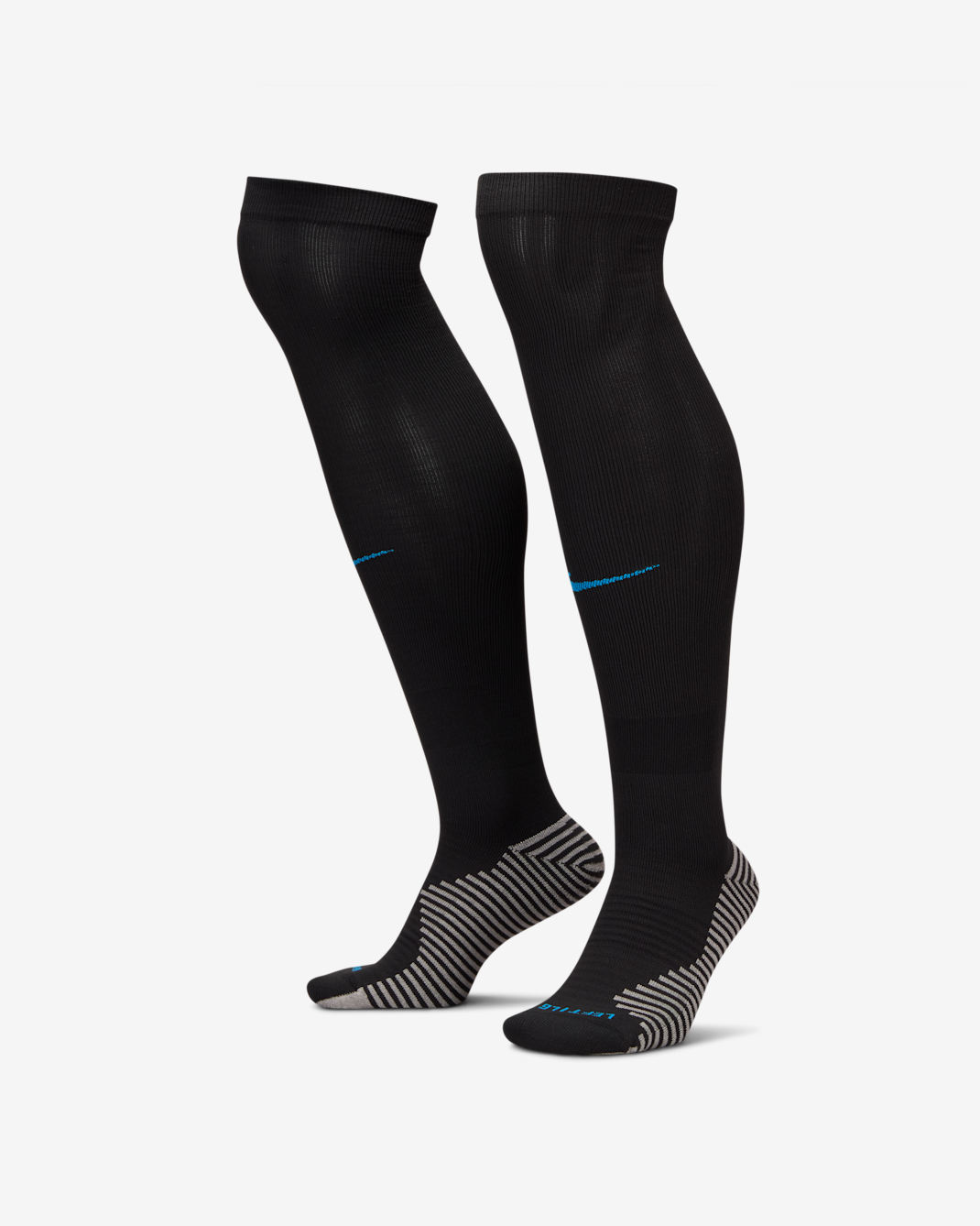 England Strike Home Nike Dri-FIT Football Knee-High Socks - Black/Light Photo Blue